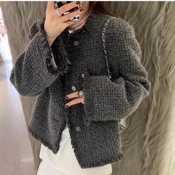 COOKADAILY Jackets & Blazers - COOKADAILY tweed jacket with pockets size M